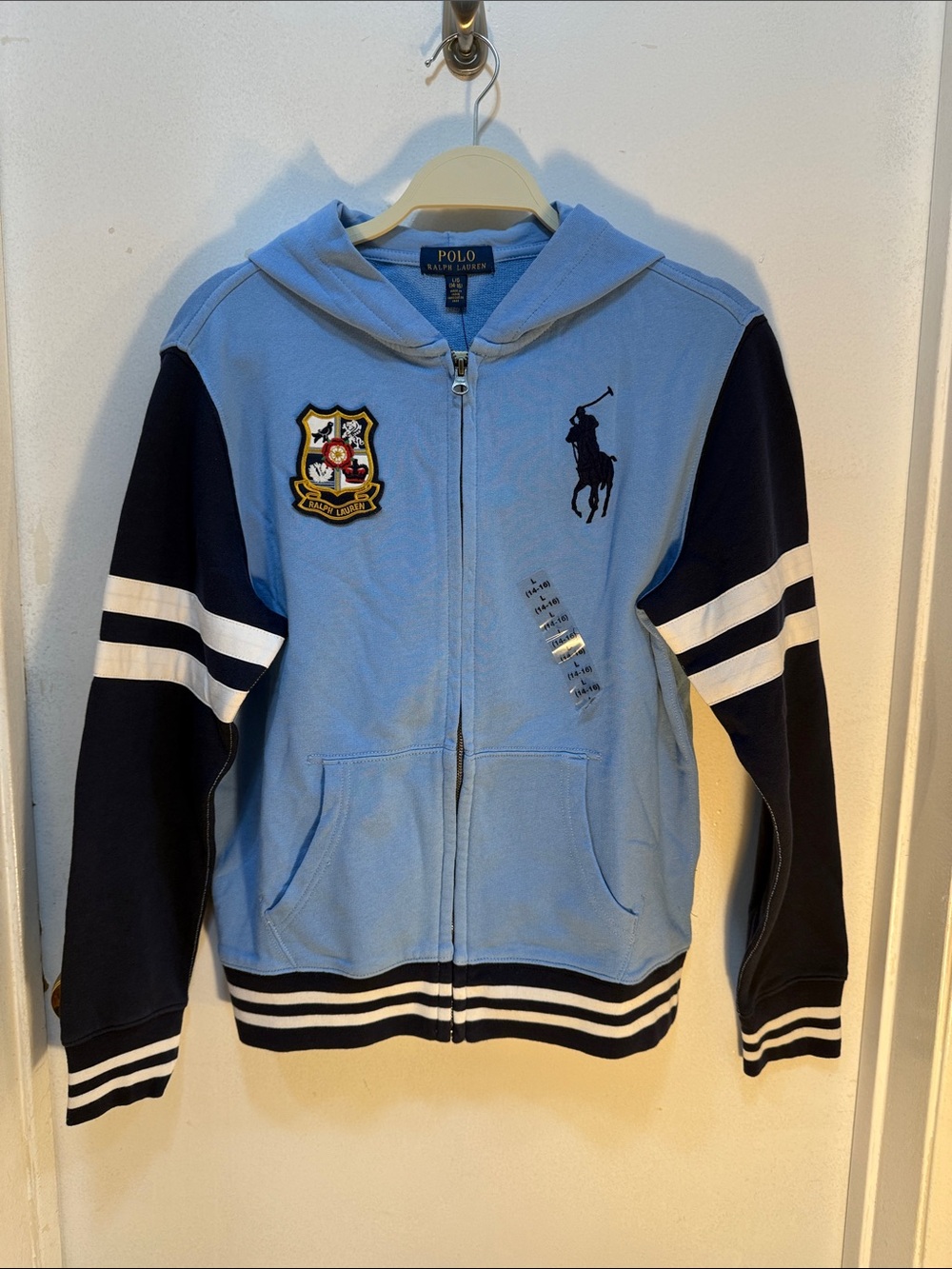 Polo by Ralph Lauren Light Blue & Navy Zip Hoodie Jacket
